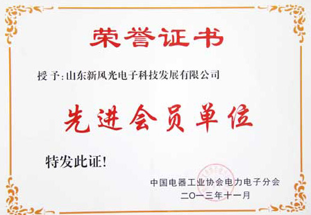 乐鱼首页(中国)网页版电子公司荣获中国电器工业协会电力电子分会“先进